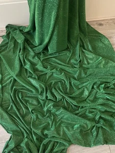 1 mtr emerald green sparkly moonlight,stretch dress fabric 58”wide (147cm) - Picture 1 of 6