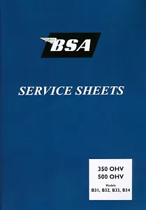BSA B31 B32 B33 B34Workshop Manual Service Sheets Set Swinging Arm Free UK Post - Picture 1 of 5