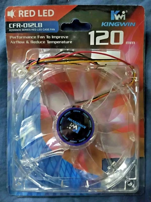 Kingwin CFR-012LB 120 x 120 mm Long Life Bearing Red LED Case Fan - Image 1 of 3