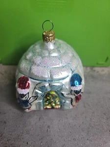 Weihnachten - Pinguin Iglu Glas Ornament - Bild 1 von 5