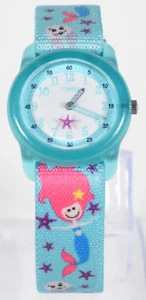 Timex Girl's Watch Women Teal Analog Round Case Elastic Band Mermaid 29mm #F084 - Picture 1 of 14