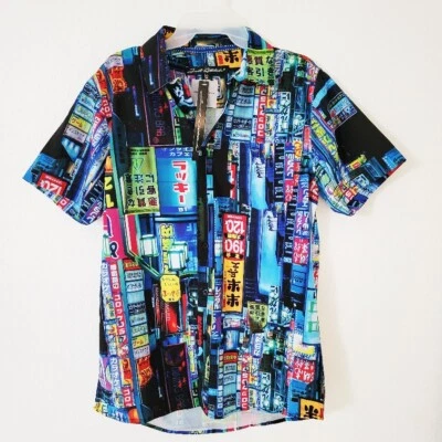 Tokyo Japan Neon Shinjuku Nights Just Attitude Men's Button-Down Pocket Shirt M - Image 1 of 3