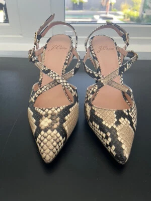 J. Crew Elsie strappy heels in snakeskin embossed leather NWB - Image 1 of 4