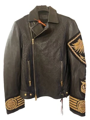 Кожаная куртка Balmain H&M Gold Lion с вышивкой - Изображение 1 из 4