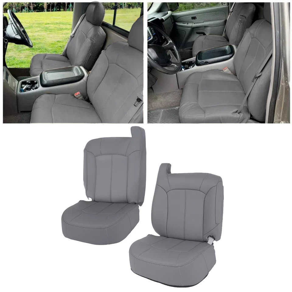 Fundas de asiento de cuero gris peltre para Chevy Silverado Tahoe Suburban 1999-2002 Foto 1 de 4