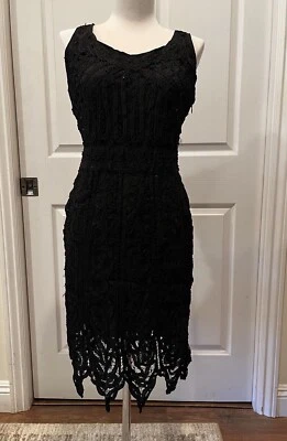 Vestido Vintage Talla S Negro Encaje Crochet Cuentas Sin Mangas Kroshetta By Papillon Foto 1 de 4