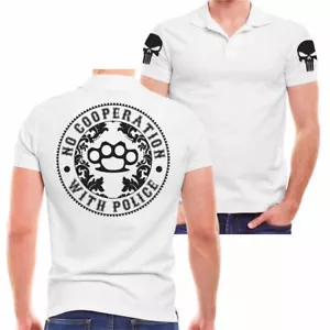 POLO Shirt No Cooperation with Police cops anti demo mob ultras crime tattoo - Bild 1 von 13