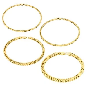 14k Yellow Gold 1.5mm-5mm Franco Box Bracelet Chain Men Women 7" 7.5" 8" 8.5" 9" - Picture 1 of 72