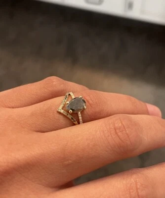 1920s Salt and Pepper Diamond Engagement Ring And Diamond Wedding Band - Image 1 of 3