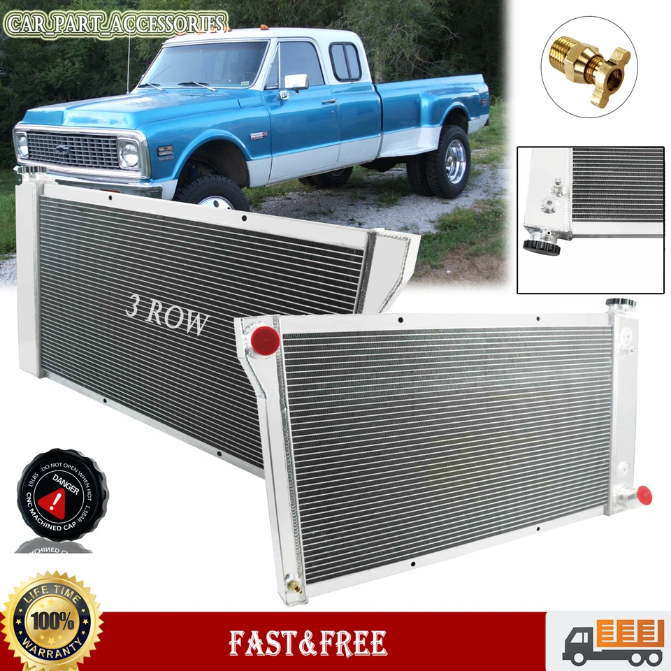 3 Row Aluminum Radiator for GMC 35/3500 K15/K1500 Pickup Truck 1968-1972 Jimmy - Image 1 of 4