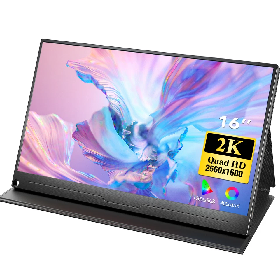 Portable Monitor 16" 2K QHD Type C Display 2560*1600 Second Extended Screen VESA - Image 1 of 4