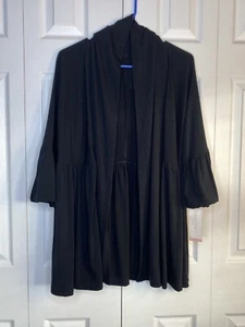 Liz Lange Target Maternity Cardigan Open Front 3/4 Bell Sleeve Black Sz Large - Picture 1 of 3