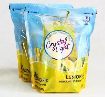 Crystal Light Natural Lemonade Drink Mix 16 Pitcher Packets New Free Shipping