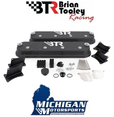 BTR Black LS Valve Cover Pair -WITH Coil Mounts- Aluminum Brian Tooley LS1 LS3 - Image 1 of 4
