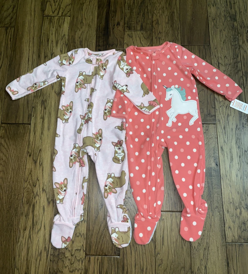 Toddler Girls' 2pk Santa Footed Christmas Pajamas Carter’s Size 2t
