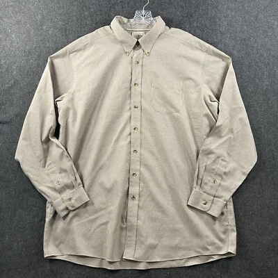 LL Bean Shirt Mens XXL Beige Brown Houndstooth Button Down Pocket Casual Outdoor - Image 1 of 4