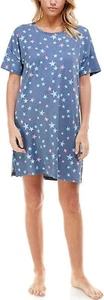 ROUDELAIN Women's Star Spangled Sleep Shirt Nightgown sz S Small Blue Gray - Picture 1 of 1