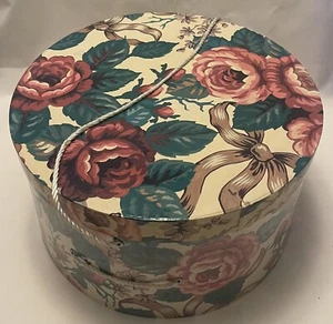 Vintage Hat Box Floral Multicolor Corded - Picture 1 of 8