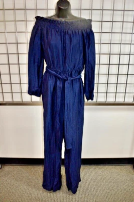 Mameluco para mujer Intermix azul oscuro de algodón al hombro talla pequeña a la venta ds Foto 1 de 4