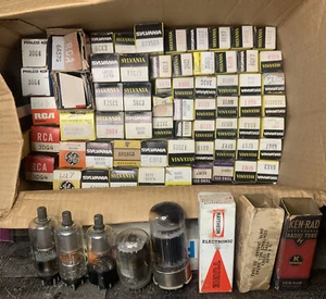 Vtg Lot of 72 Electron Vacuum Tubes - NOS Used Untested Sylvania RCA GE - Picture 1 of 5