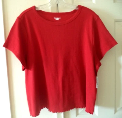 Top tejido dobladillo festoneado PJ salón gofre térmico antiguo azul marino rojo Lt Wgt 20 22 3XL 3X Foto 1 de 4