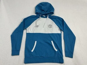 Gymshark Hoodie Mens Medium Blue White ZipUp Luxe Drawstring Branding - Picture 1 of 14