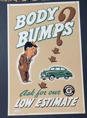 1960... Antiguo póster original vintage de GM Pontiac 38x25"" carrocería coche regalo de vacaciones" Foto 1 de 4