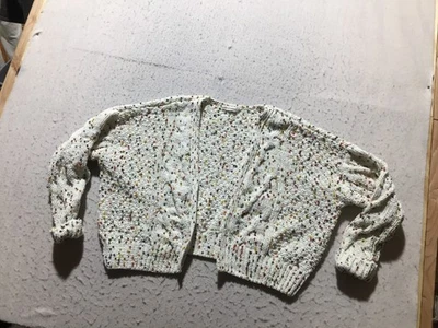 Suéter Recortado Moon & Madison Para Mujer M Mediano Blanco Multicolor Moteado Cuello en V Foto 1 de 4