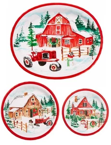 Christmas Farmhouse Paper Plates, Set of 24 Plates, NEW - Picture 1 of 4