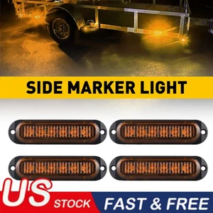 4pcs 6-LED Side Marker Amber Lights Clearance Light Truck Trailer RV Waterproof - Picture 1 of 12
