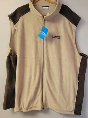 Columbia Men’s Size 5XT Fleece Zip Up Sleeveless Vest Brown Fall Big & Tall 5X - Image 1 of 4