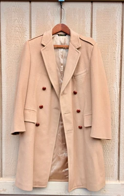 COMO NUEVO RARO AÑOS 50 Jos A Bank Hombres Camel Polo Abrigo 40R Doble Pecho Foto 1 de 4