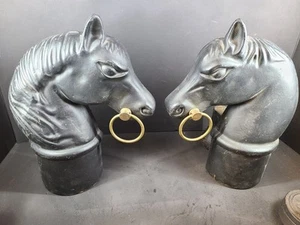 Cast Iron Horsehead Andirons - Picture 1 of 6