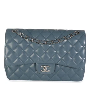Chanel Tasche blau gesteppt Lammleder Jumbo Double Flap - Bild 1 von 8