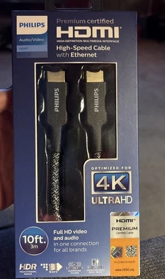Philips 10' Elite Premium High-Speed HDMI Cable with Ethernet, 4K@60Hz - Braided - image 1 of 4
