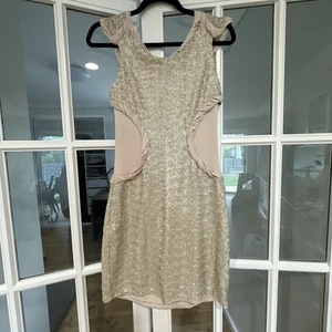 Lisa Brown Mini Sequence Dress Bodycon festive cocktail Size S Au 8 - Picture 1 of 8