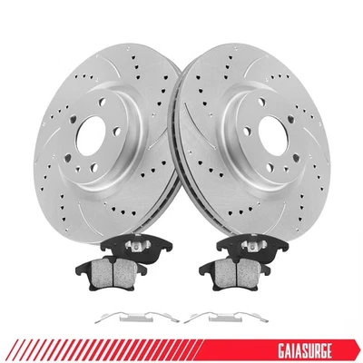 316mm Front Drilled Brake Rotors & Pads Kit for 2013-2020 Ford Fusion 2.0L - Image 1 of 4
