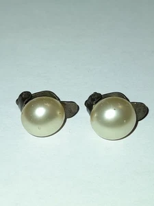 Sterling Silver 925 Vintage Clip-on Pearl Style Earrings. - Picture 1 of 12