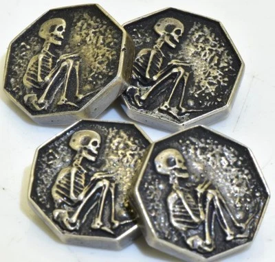 Juego de gemelos para hombre calaveras de plata de ley esqueletos Memento Mori Foto 1 de 4