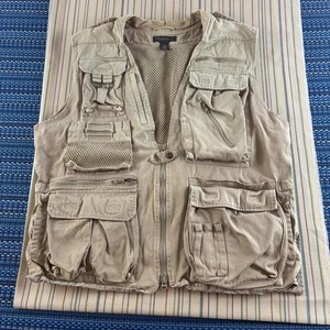 Chaleco Banana Republic Para Hombres XL Caqui Fotógrafo de Viaje Multi Bolsillo Malla Pesca - Imagen 1 de 12