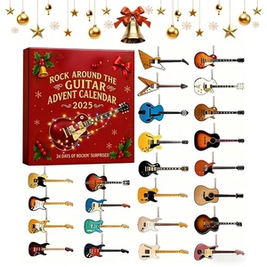 2025 Rock Around the Guitar Advent Calendar 24 Days Christmas Count down 2D Flat - Picture 1 of 10