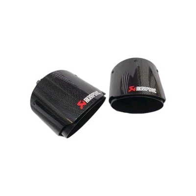 2 TERMINALI SCARICO ACCIAIO INOX NERO FIBRA DI CARBONIO 50mm entrata 130mm uscit - Immagine 1 di 4