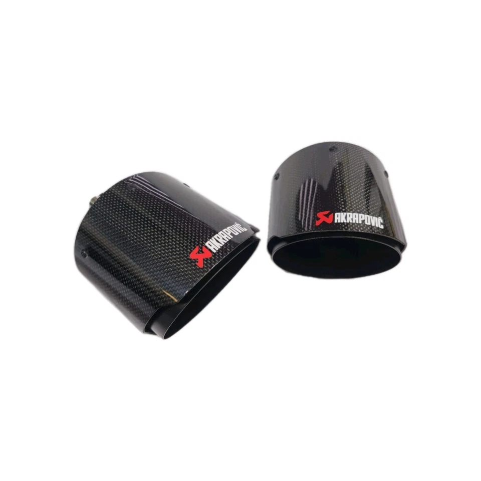 2 TERMINALI SCARICO ACCIAIO INOX NERO FIBRA DI CARBONIO 50mm entrata 130mm uscit - Imagen 1 de 4