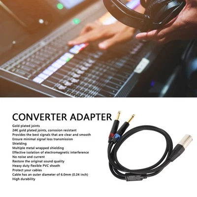 ´1m Dual 1/4 Inch To XLR Male Y Splitter Cable XLR Male To Dual 6.35mm TS Mon - Image 1 of 4