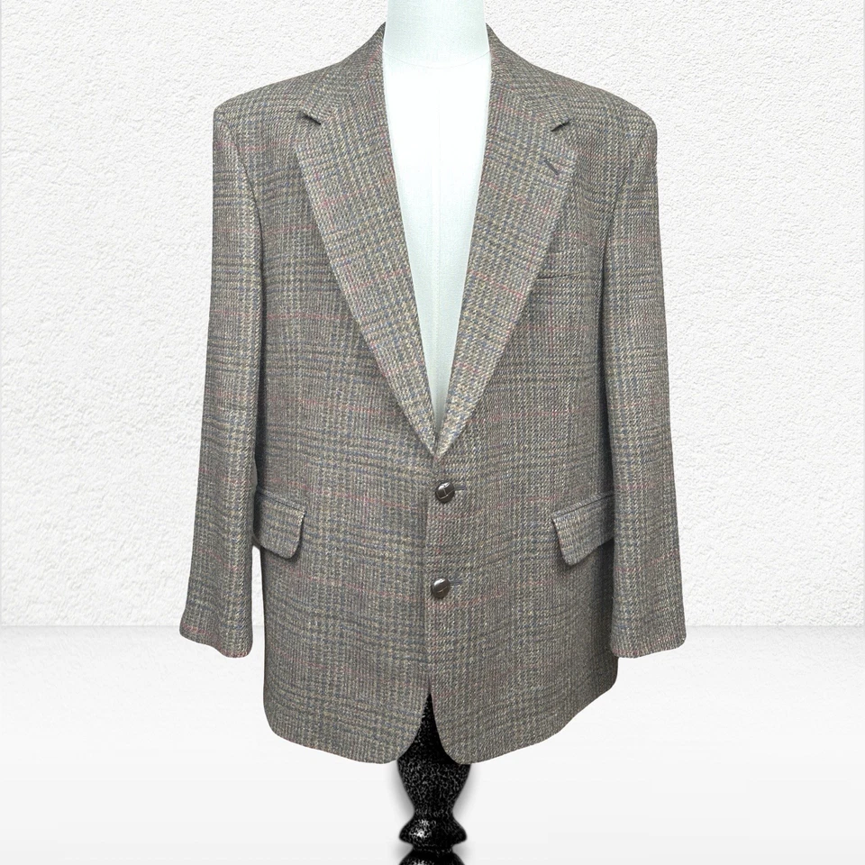 Blazer Abrigo Deportivo De Colección Robert Stock Lana Tweed Hombres 46R Multicolor A Cuadros Chaqueta Foto 1 de 4