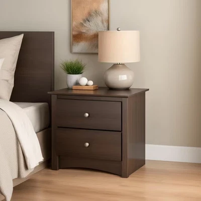 Espresso 2-Drawer Nightstand Fremont Bed Side End Table Bedroom Night Stand - Image 1 of 4