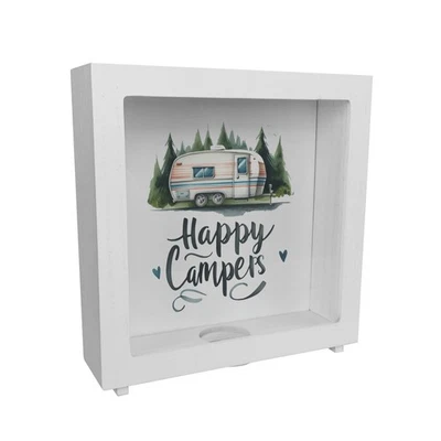 Happy Campers Wohnwagen Rahmen Spardose aus Holz - Bild 1 von 4