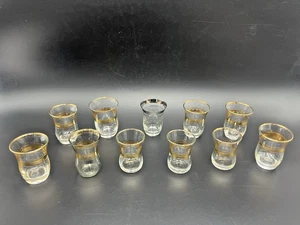 Türkische Vintage Teegläser ,  10 x mit Goldrand , 1 x Silberrand , Vrsch Höhen - Bild 1 von 17