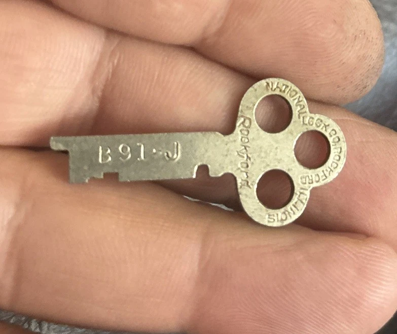 Llave expendedora plana vintage National Lock Co n.º B 91-J ROCKFORD IL USA Foto 1 de 1