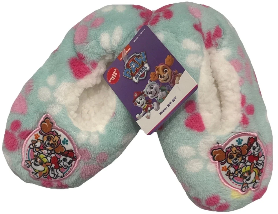 Paw Patrol Toddler Girls 2T 3T Fuzzy Slipper Socks House Shoes CUTE - Image 1 of 4